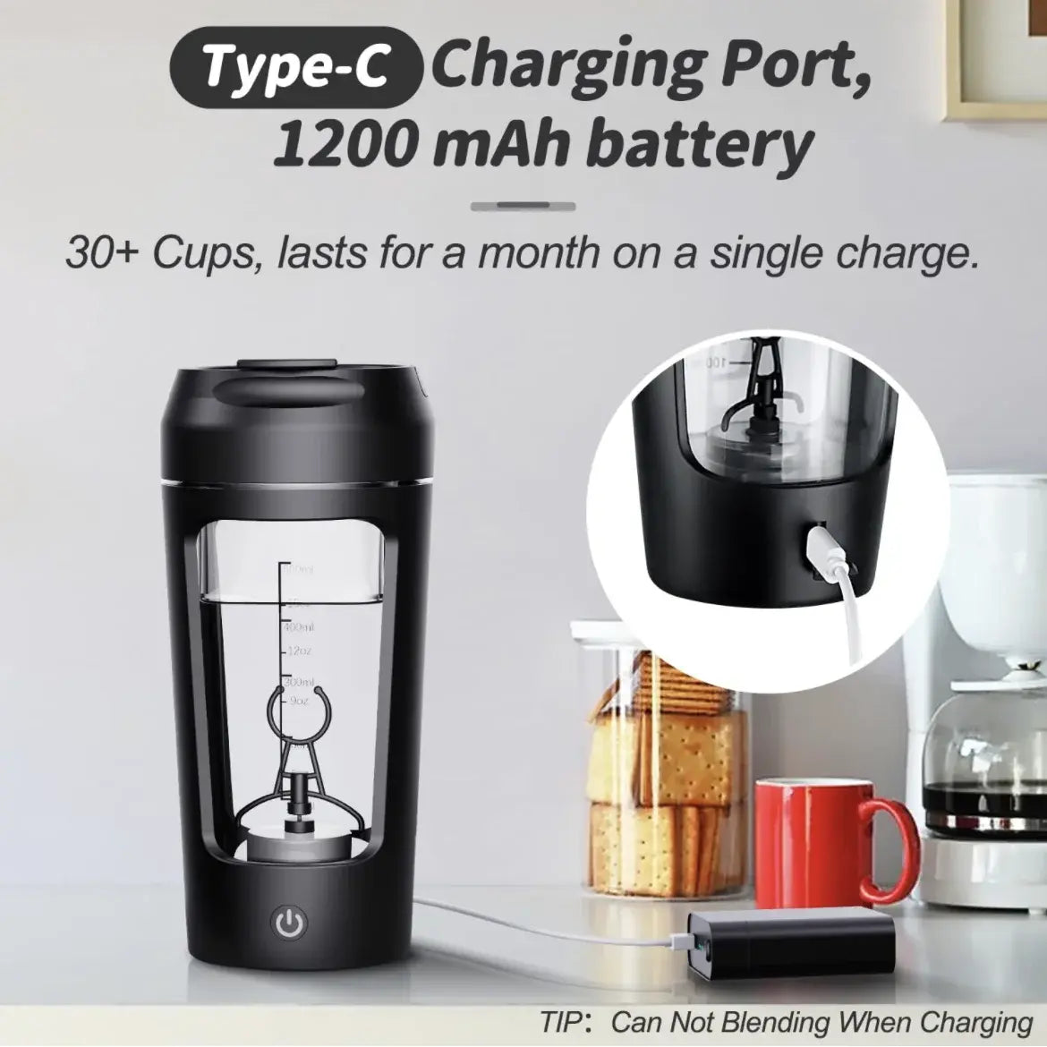 Electric Portable Whey Protein Shaker Bottle – USB Rechargeable & Self-Stirring