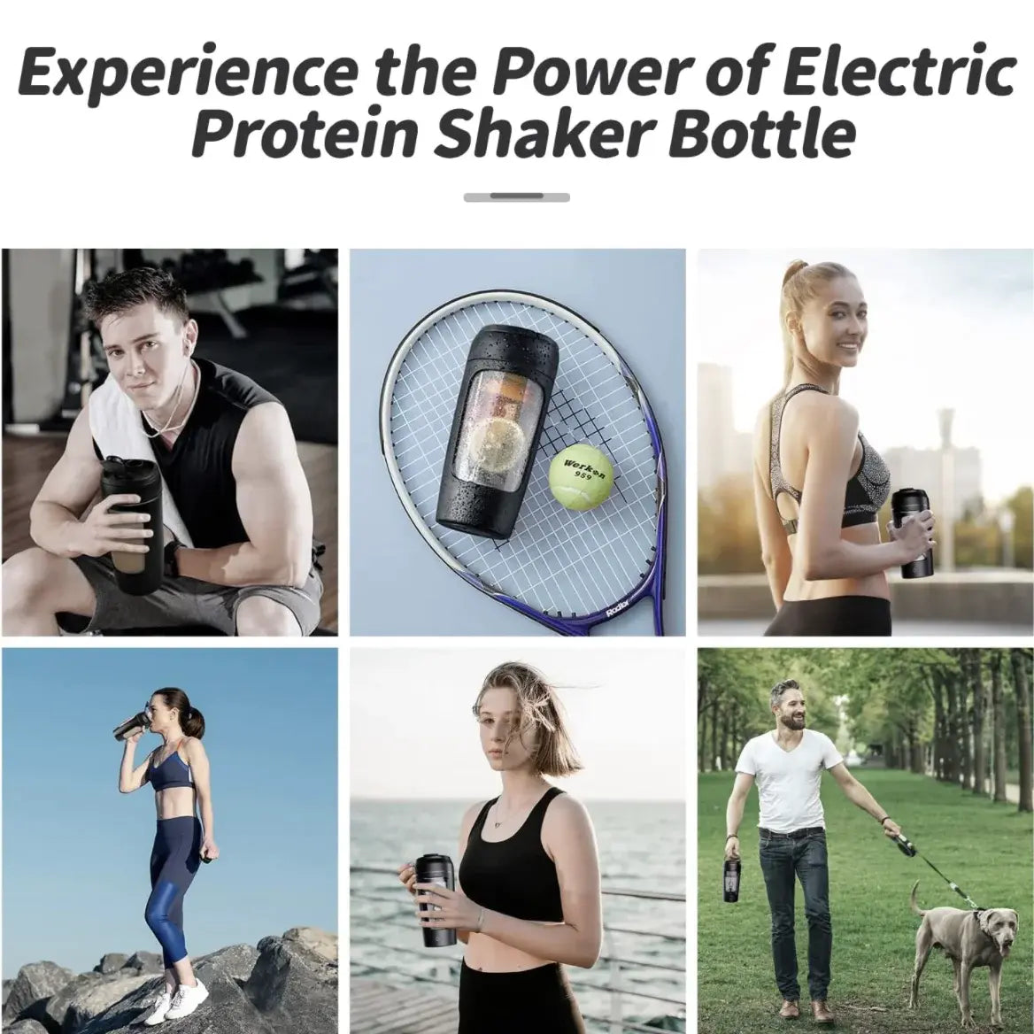 Electric Portable Whey Protein Shaker Bottle – USB Rechargeable & Self-Stirring